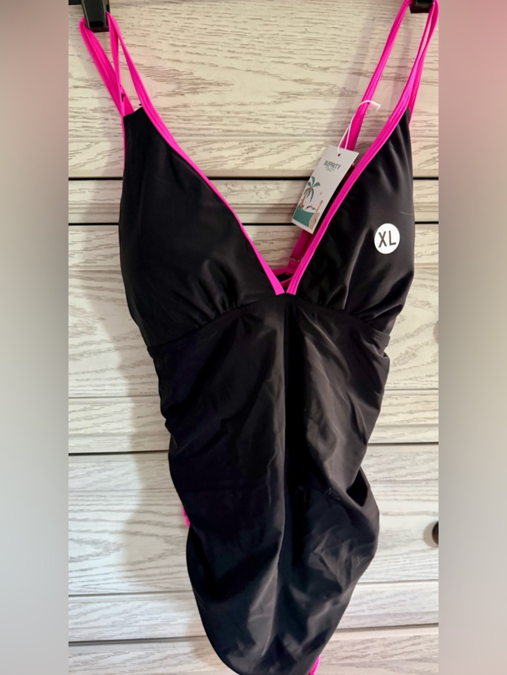 B2PRITY Women's V Neck One Piece Swimsuit (XL)
